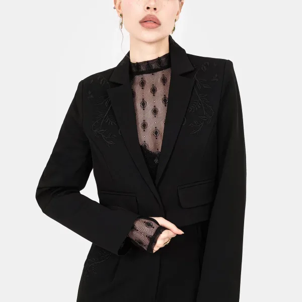 Mona Embroidered Crop Blazer