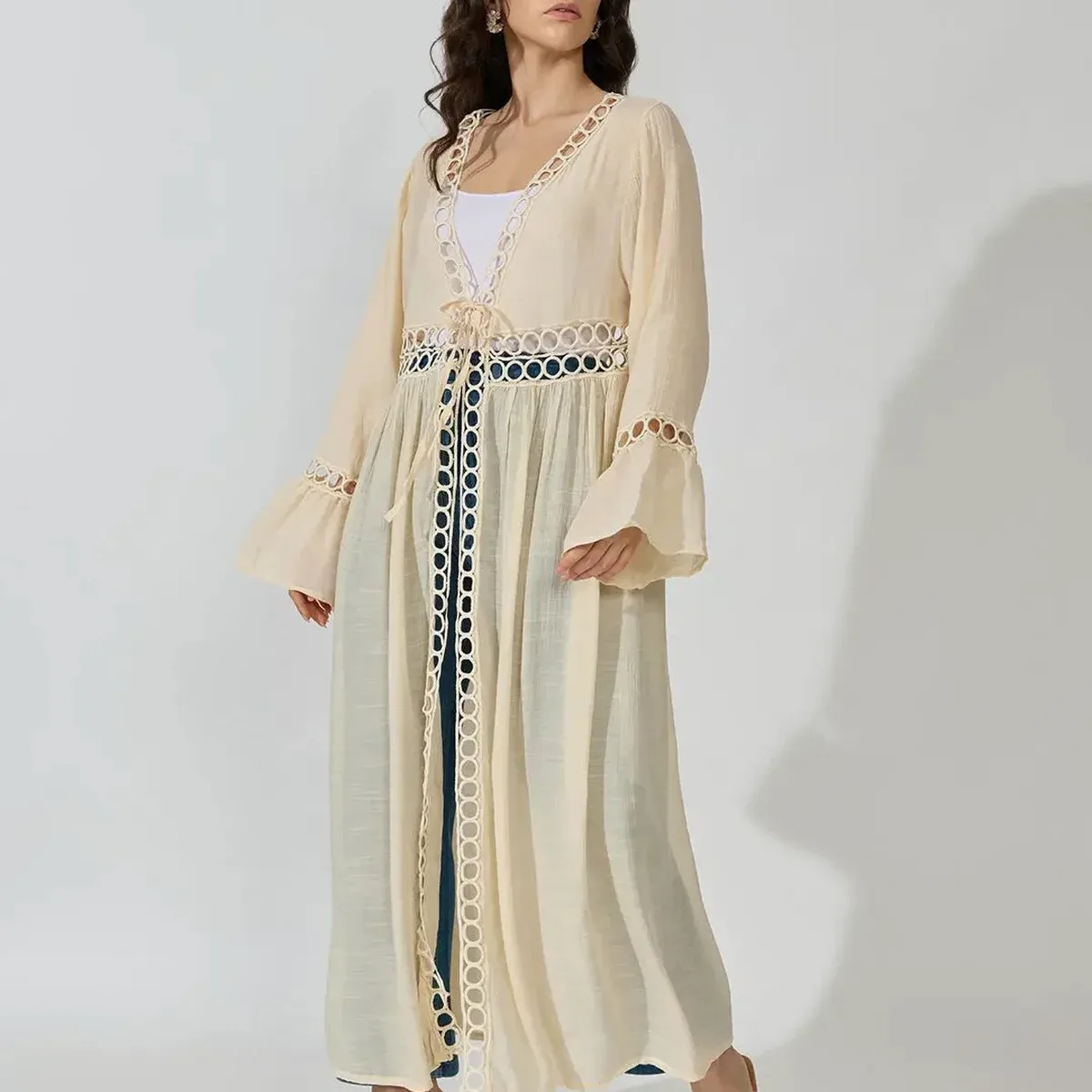 Women's Cream Longline Shrug, photo 3 of 4