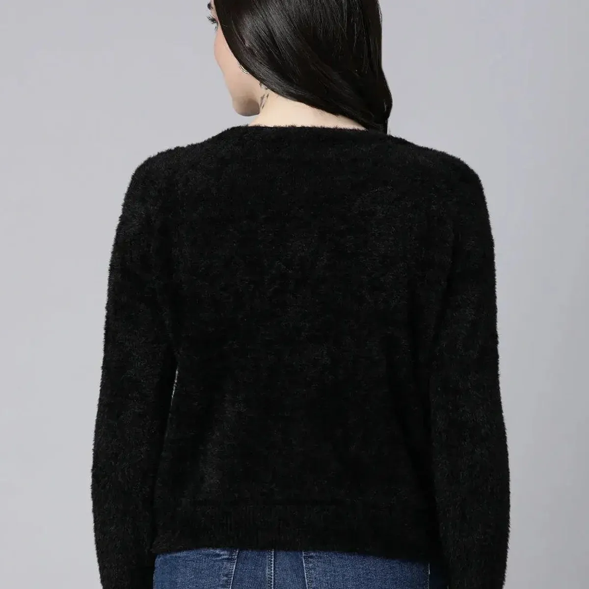 Women's Solid Black Cardigan, photo 4 of 4