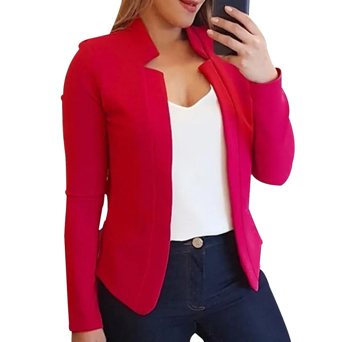 2019 New Women Blazers Thin Long Sleeve Blazer Solid Color Office Lady Suit Coat Autumn Coats DOD886, photo 1 of 4