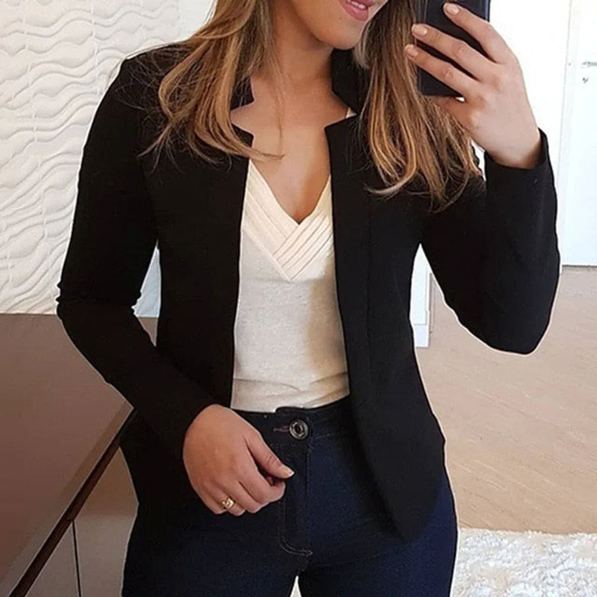 2019 New Women Blazers Thin Long Sleeve Blazer Solid Color Office Lady Suit Coat Autumn Coats DOD886, photo 4 of 4