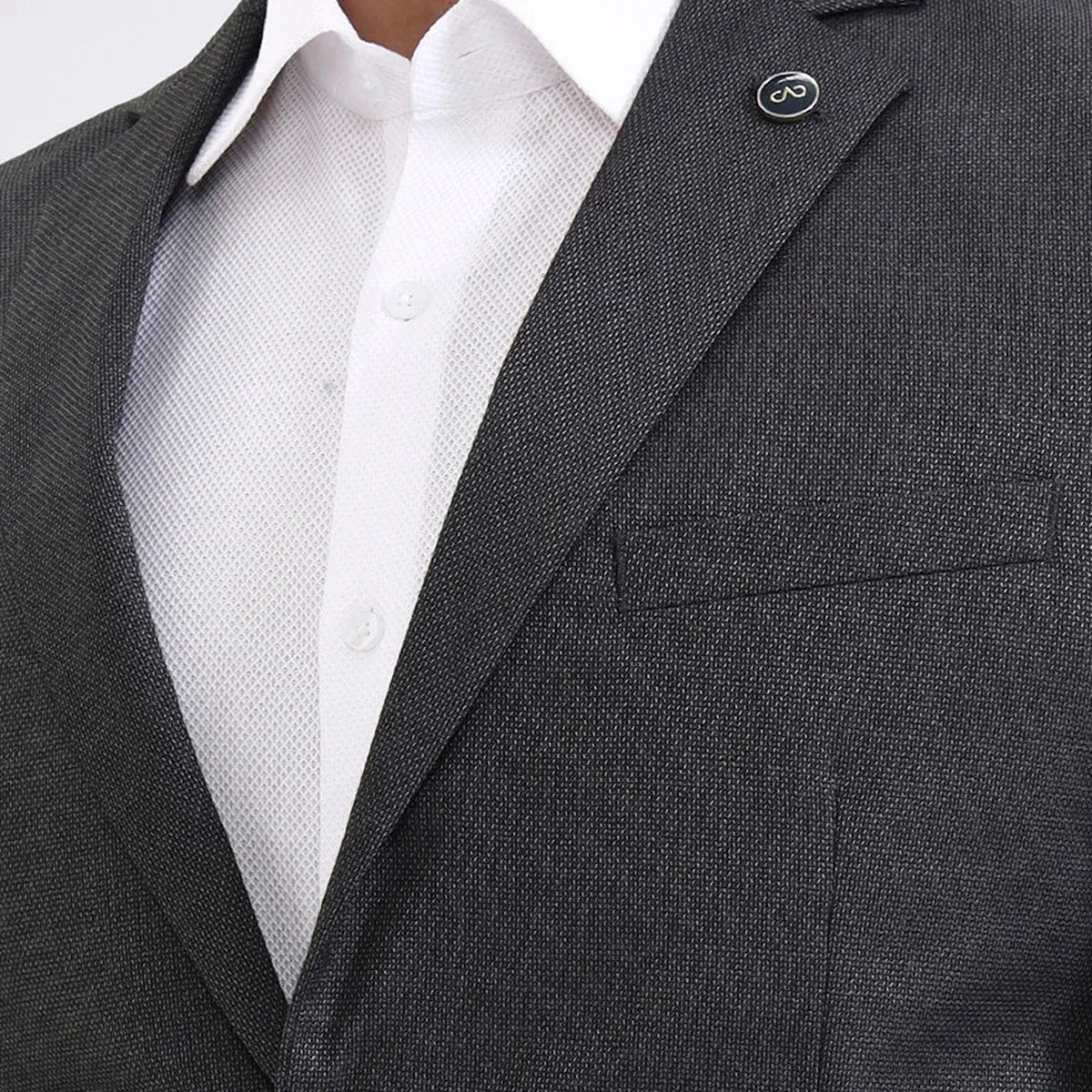 Dark Grey Solid Regular Fit Blazer, photo 2 of 4