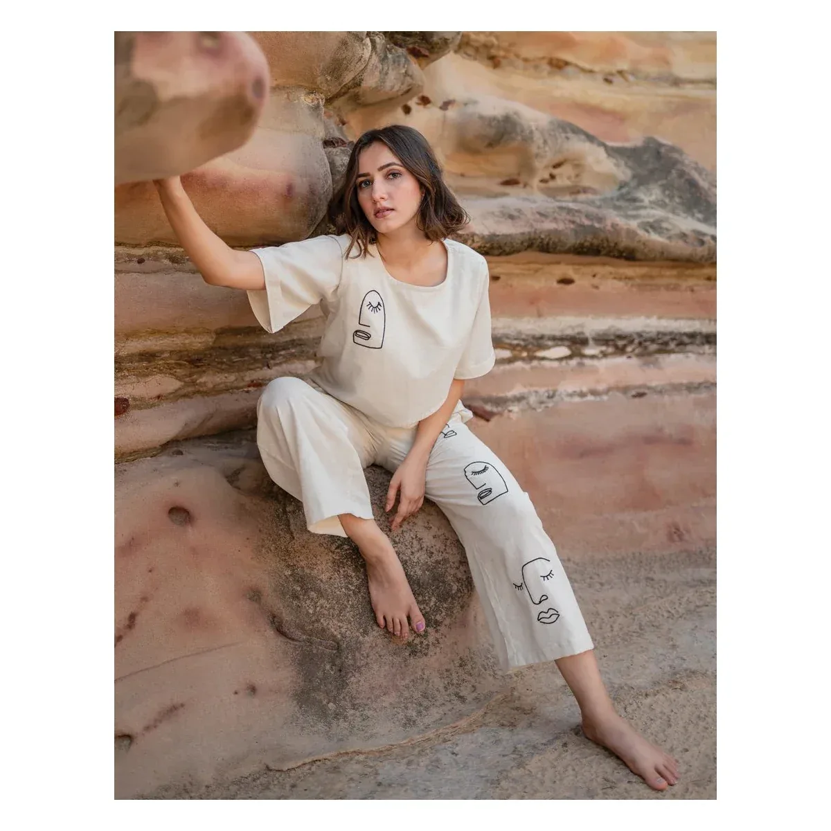 Premium Artsy Khadi Cream Co-ord Set Top & Palazzo, photo 1 of 4