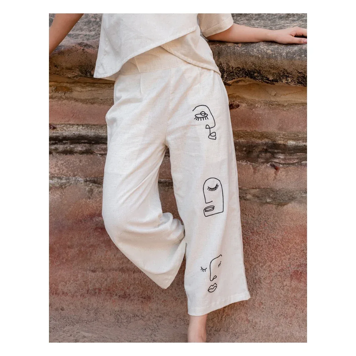 Premium Artsy Khadi Cream Co-ord Set Top & Palazzo, photo 3 of 4