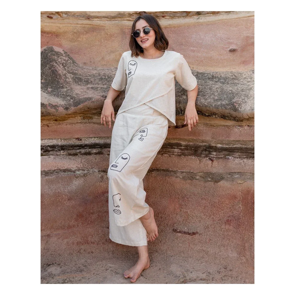 Premium Artsy Khadi Cream Co-ord Set Top & Palazzo, photo 4 of 4