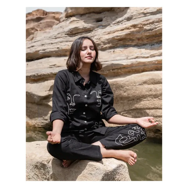 Premium Artsy Black Co-ord Set Shirt & Pant