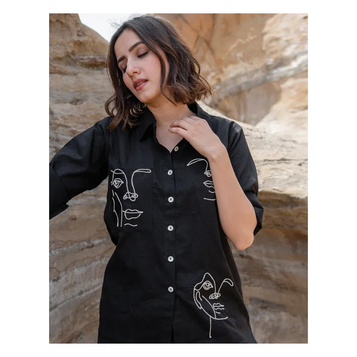 Premium Artsy Black Co-ord Set Shirt & Pant, photo 2 of 4