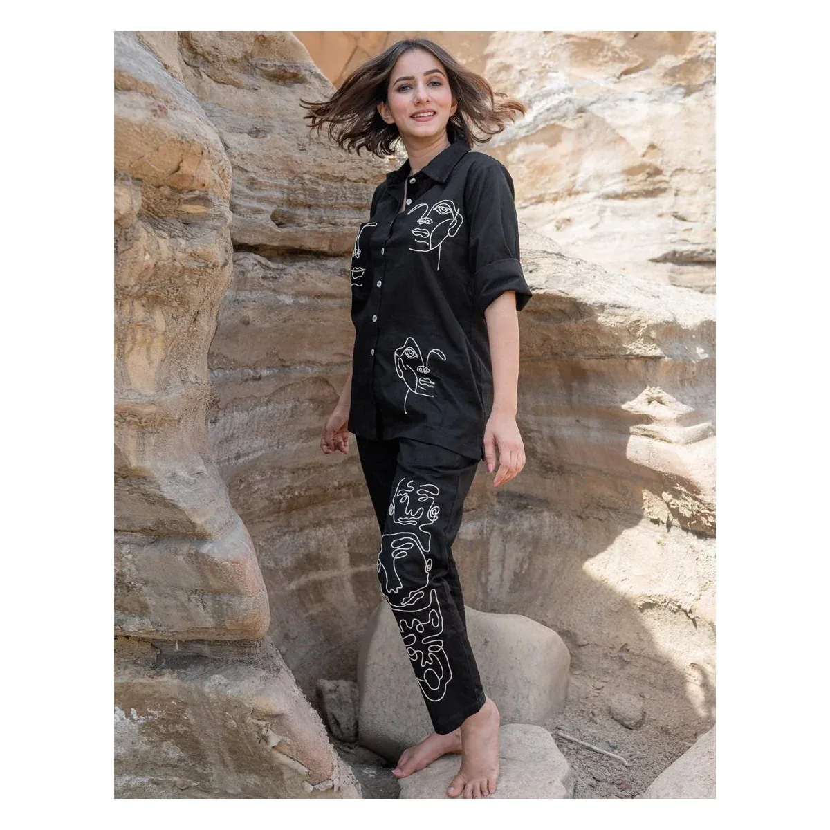 Premium Artsy Black Co-ord Set Shirt & Pant, photo 3 of 4