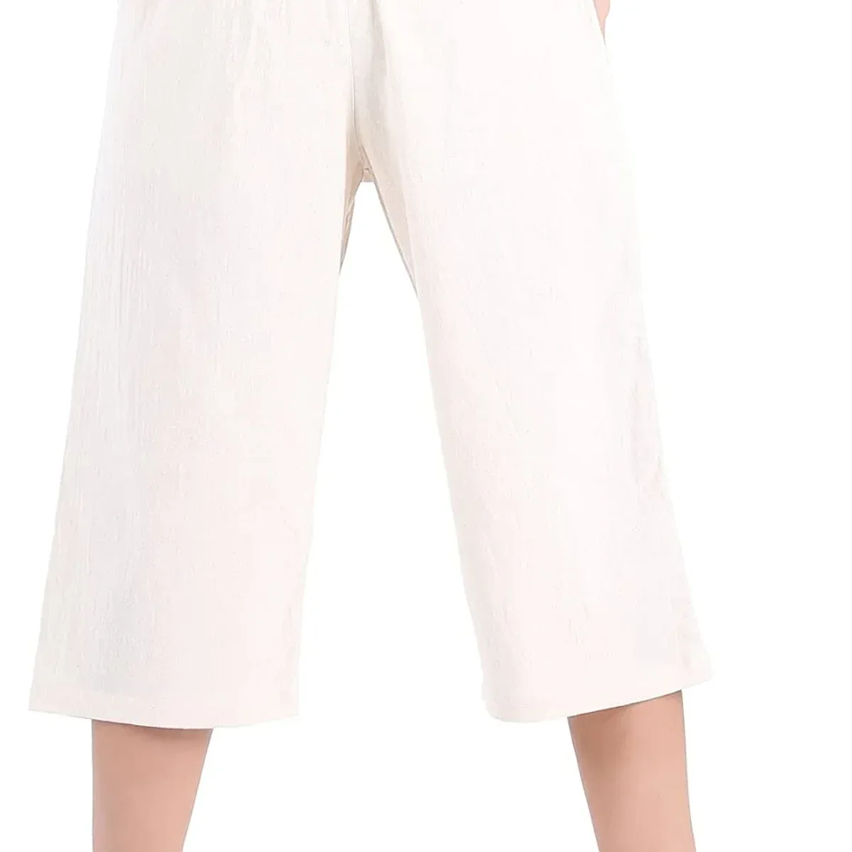 Womens Loose Elastic Waist Cotton Casual Capri Wide Leg Palazzo Pants, photo 2 of 4