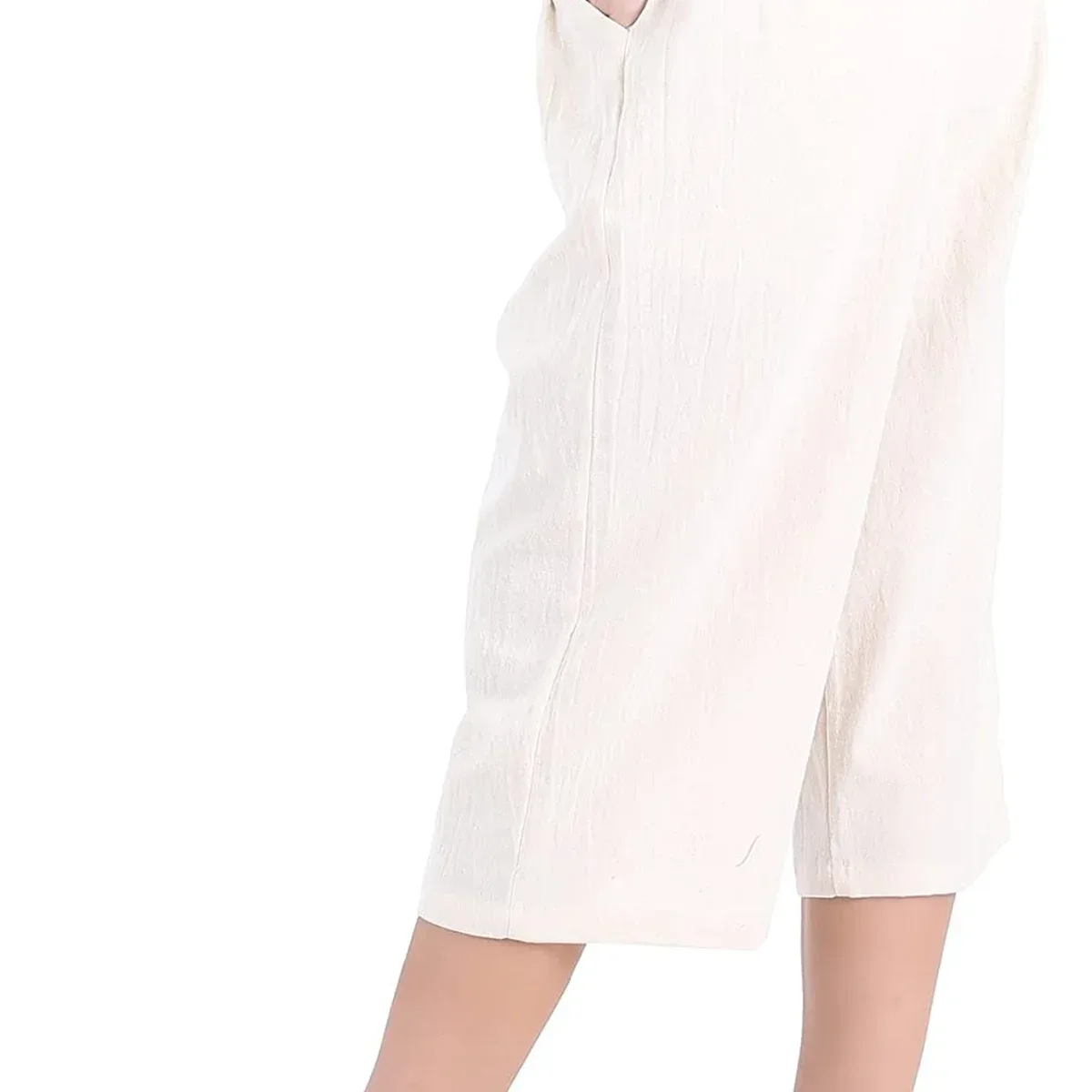 Womens Loose Elastic Waist Cotton Casual Capri Wide Leg Palazzo Pants, photo 4 of 4