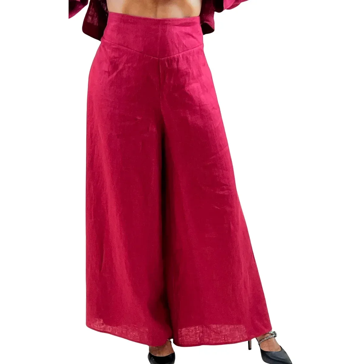 Rachel Linen Palazzo Pants - Flat Front Wide Leg-Essentials, photo 4 of 4