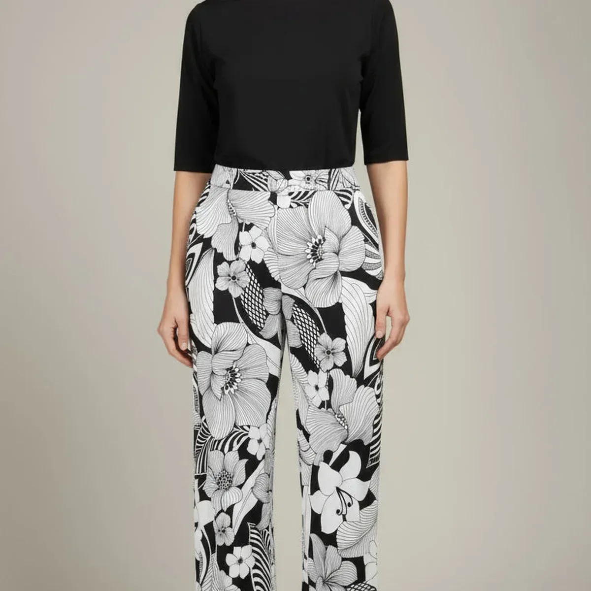 Mid Rise Straight Leg Pull-on Printed Palazzo - P2016, photo 4 of 4