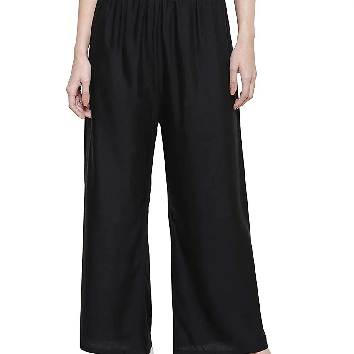 Women's Rayon Regular Fit Comfortable Plain Casual Palazzo, photo 1 of 4