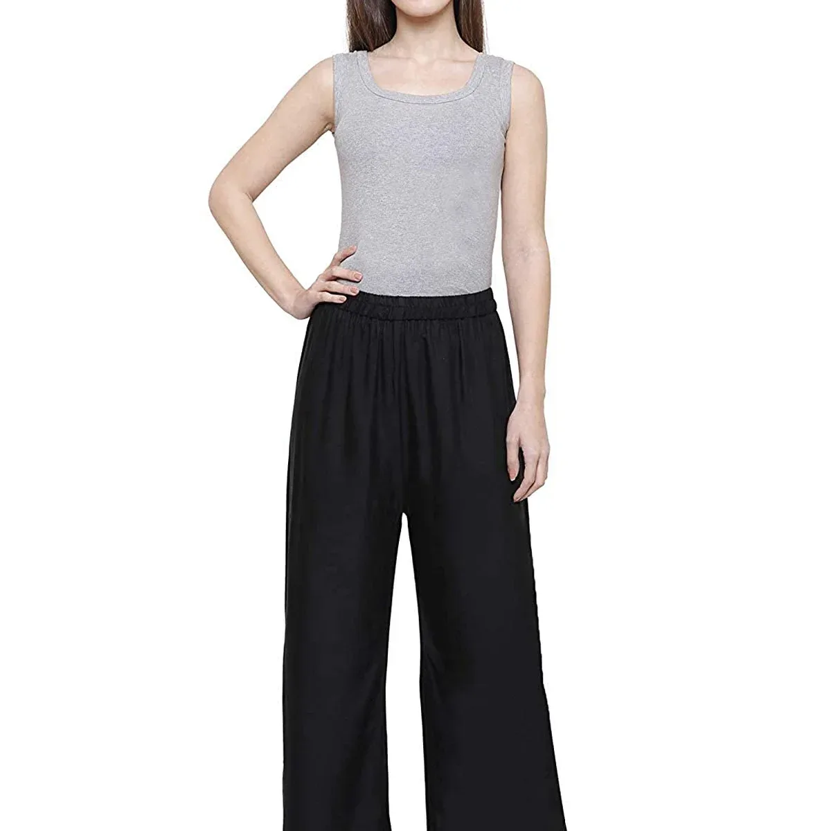 Women's Rayon Regular Fit Comfortable Plain Casual Palazzo, photo 4 of 4