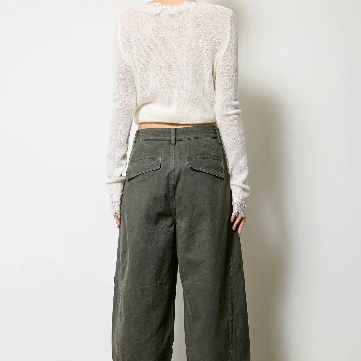 Wide Leg Twill Cargo Pants, photo 3 of 4