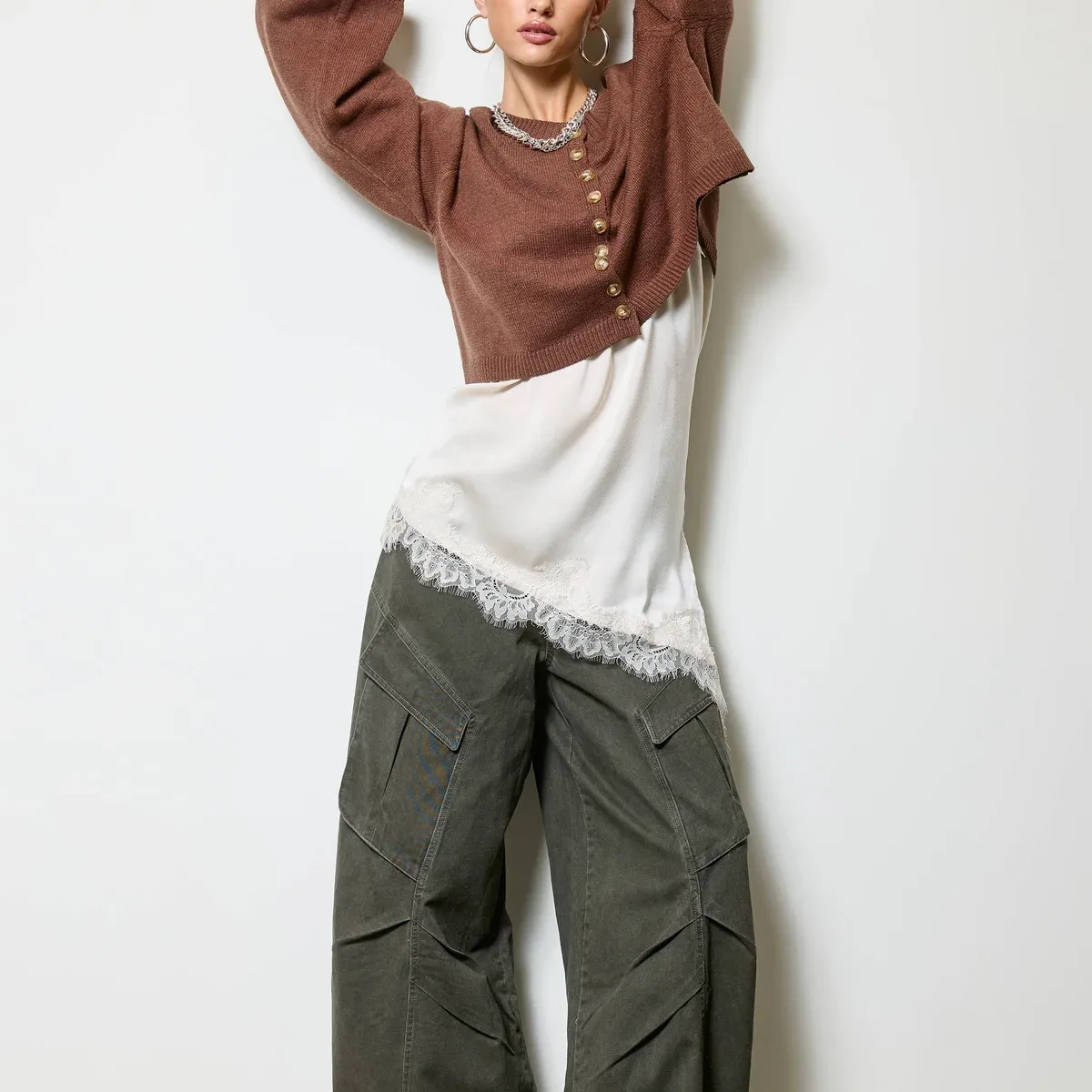 Wide Leg Twill Cargo Pants, photo 4 of 4