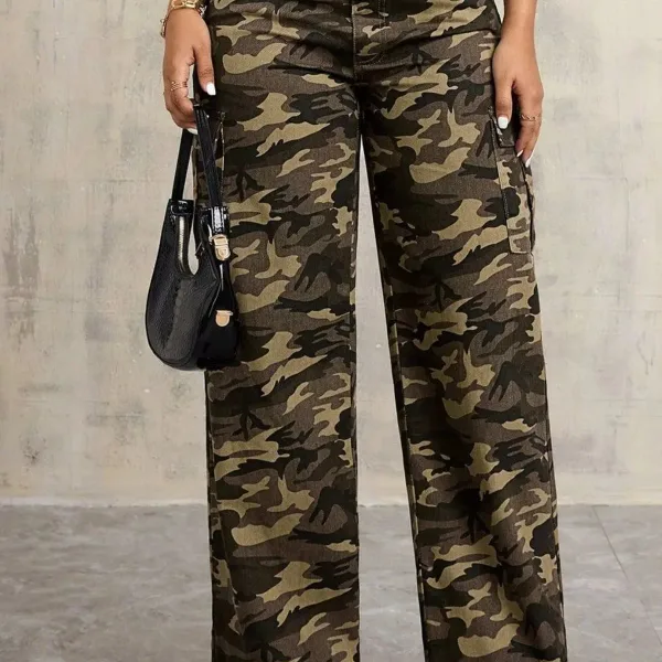 Camouflage Wide Leg Jeans