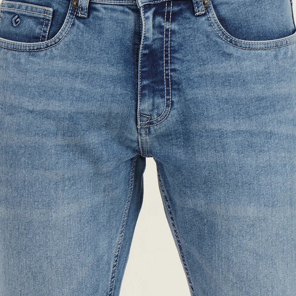 Light Blue Washed Straight Fit Jeans | Greenfibre, photo 2 of 4