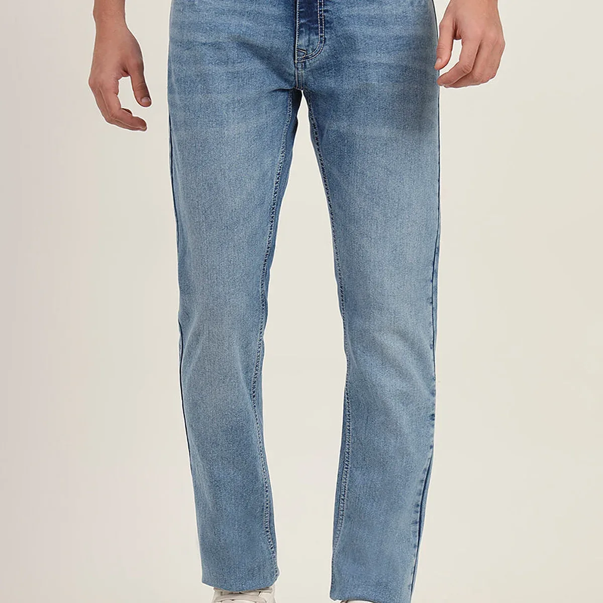 Light Blue Washed Straight Fit Jeans | Greenfibre, photo 3 of 4
