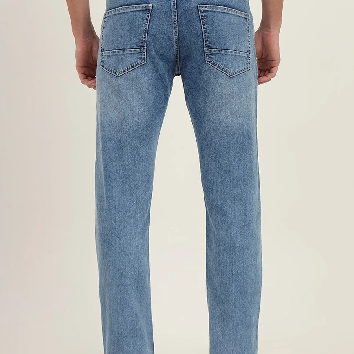 Light Blue Washed Straight Fit Jeans | Greenfibre, photo 4 of 4