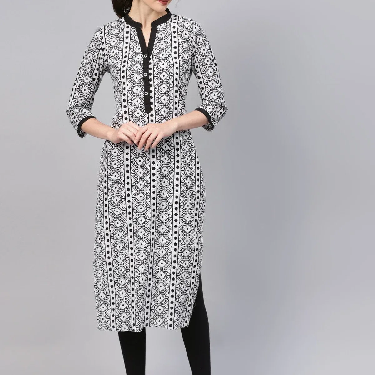 Black Printed straight Kurti, photo 1 of 4