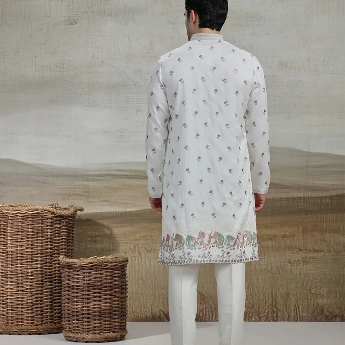 White Embroidered Kurta Pajama | Virasana, photo 3 of 4
