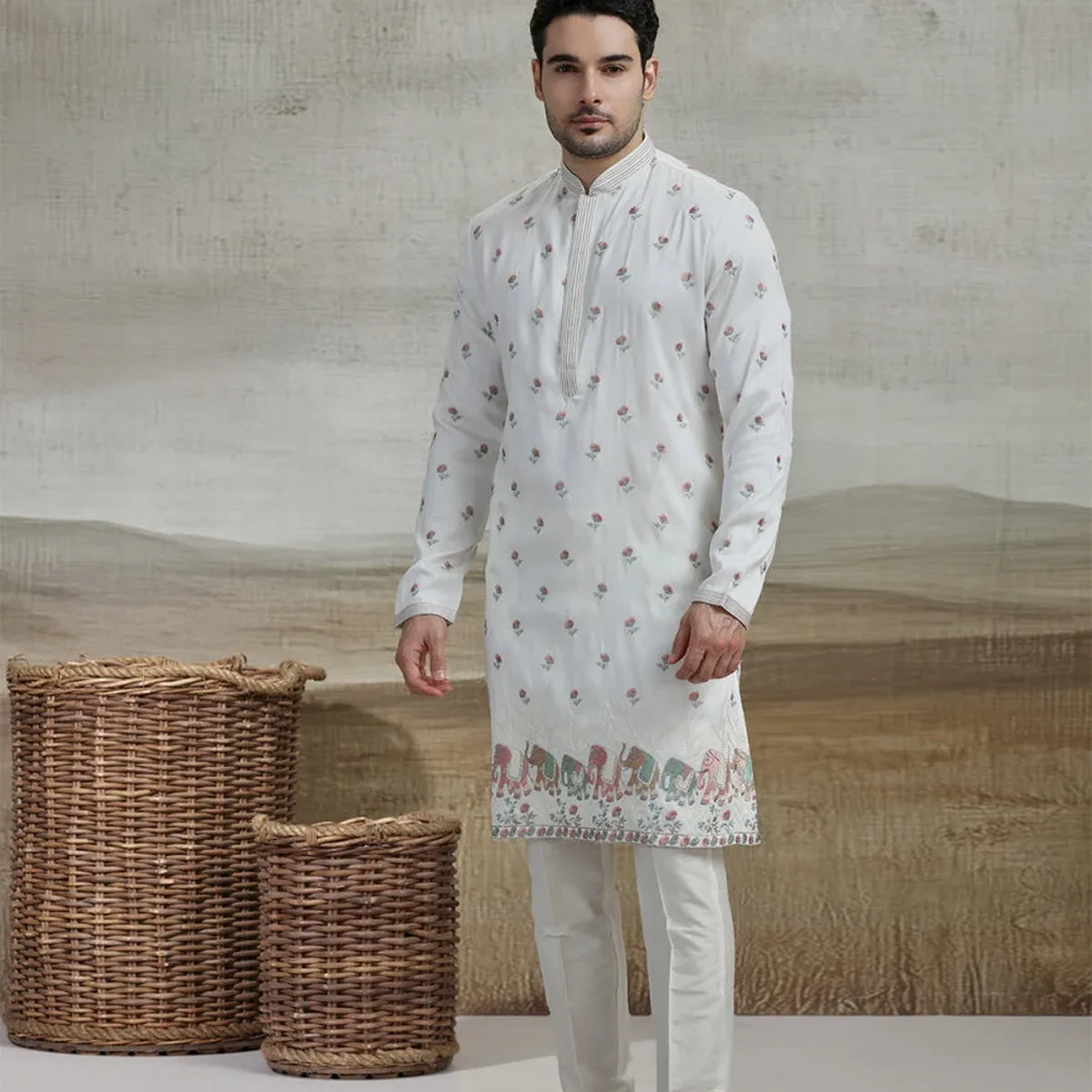 White Embroidered Kurta Pajama | Virasana, photo 4 of 4