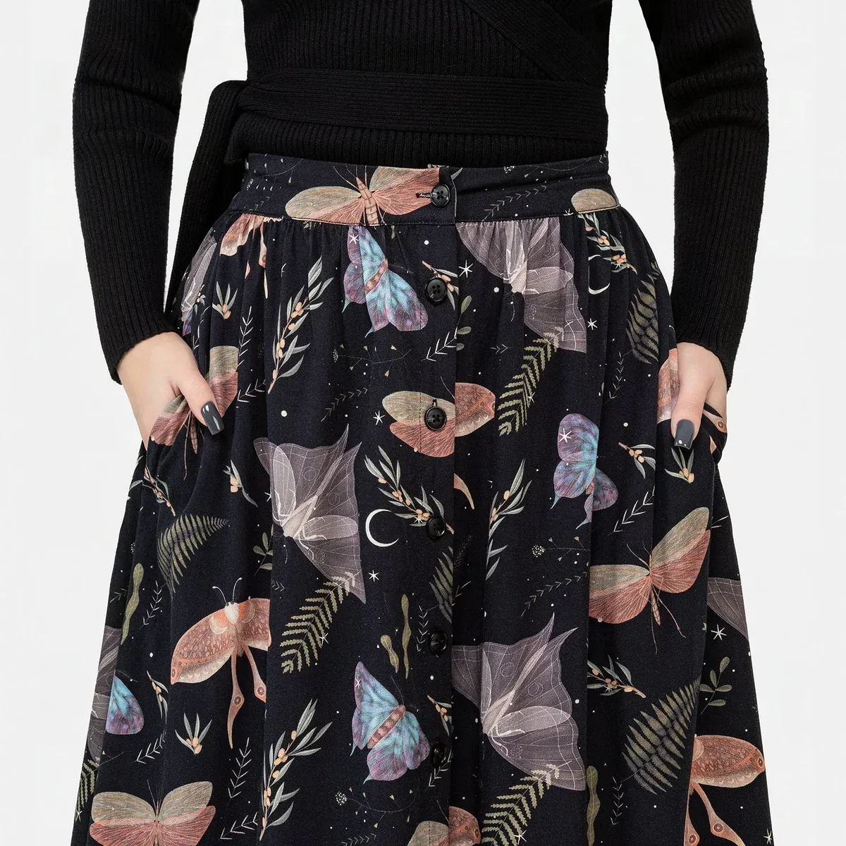Nightmoth Button Up Midi Skirt, photo 2 of 4