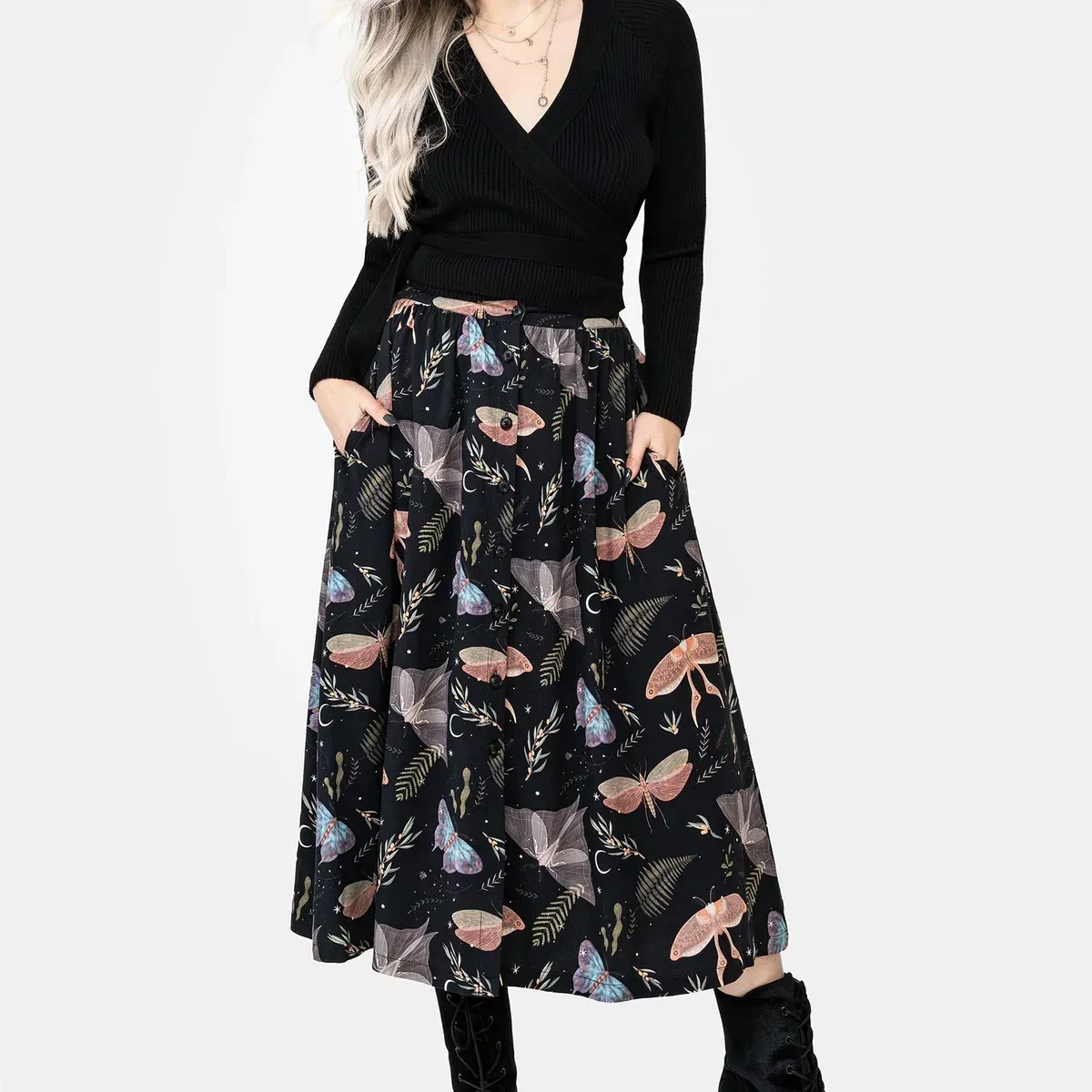 Nightmoth Button Up Midi Skirt, photo 4 of 4