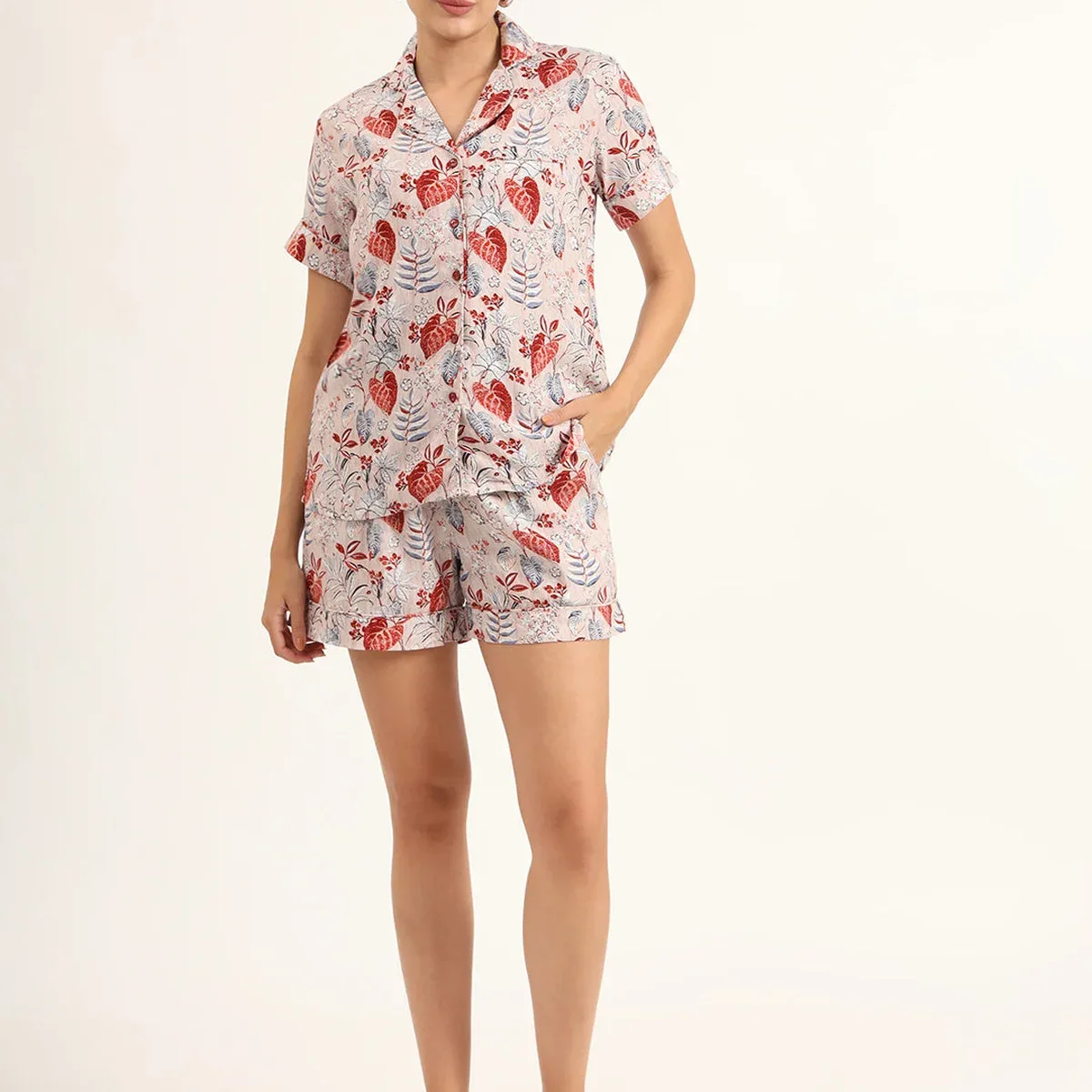 Divena Multicolour Floral Print Rayon Regular Short Night Suit, photo 4 of 4