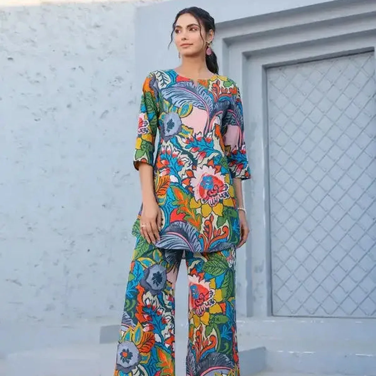 Vivid Bloom Ensemble Cotton Loungewear Set, photo 1 of 4