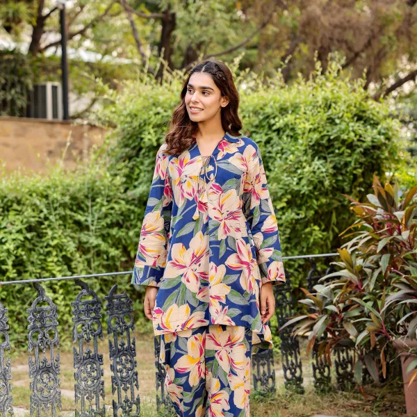 Floral Cotton Palazzo Palazzo Loungewear Set