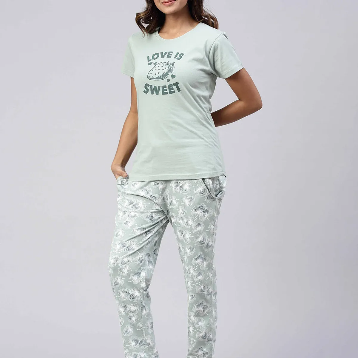 Women Knit Cotton Loungewear Set Mint Green, photo 3 of 4