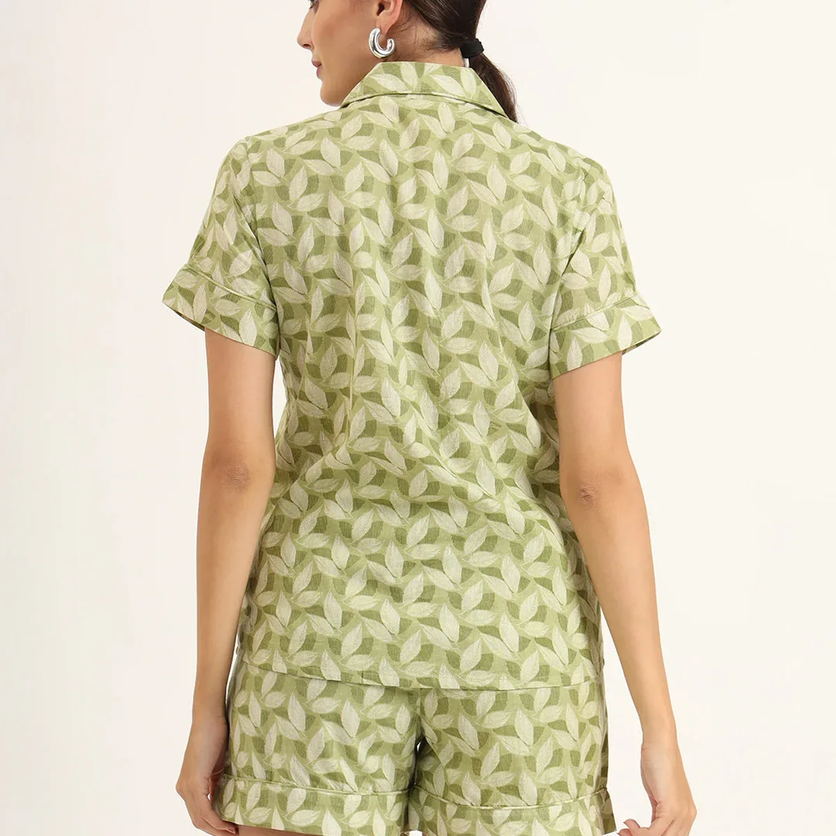 Divena Green Printed Pure Cotton Night Suit, photo 4 of 4