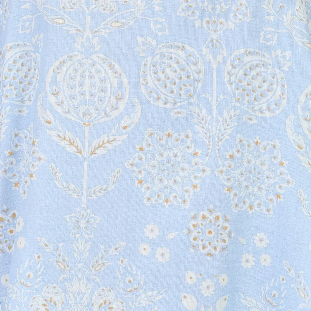 Blue Floral Printed Pure Cotton Straight Kurta With Pants and Dupatta Set, photo 3 of 4