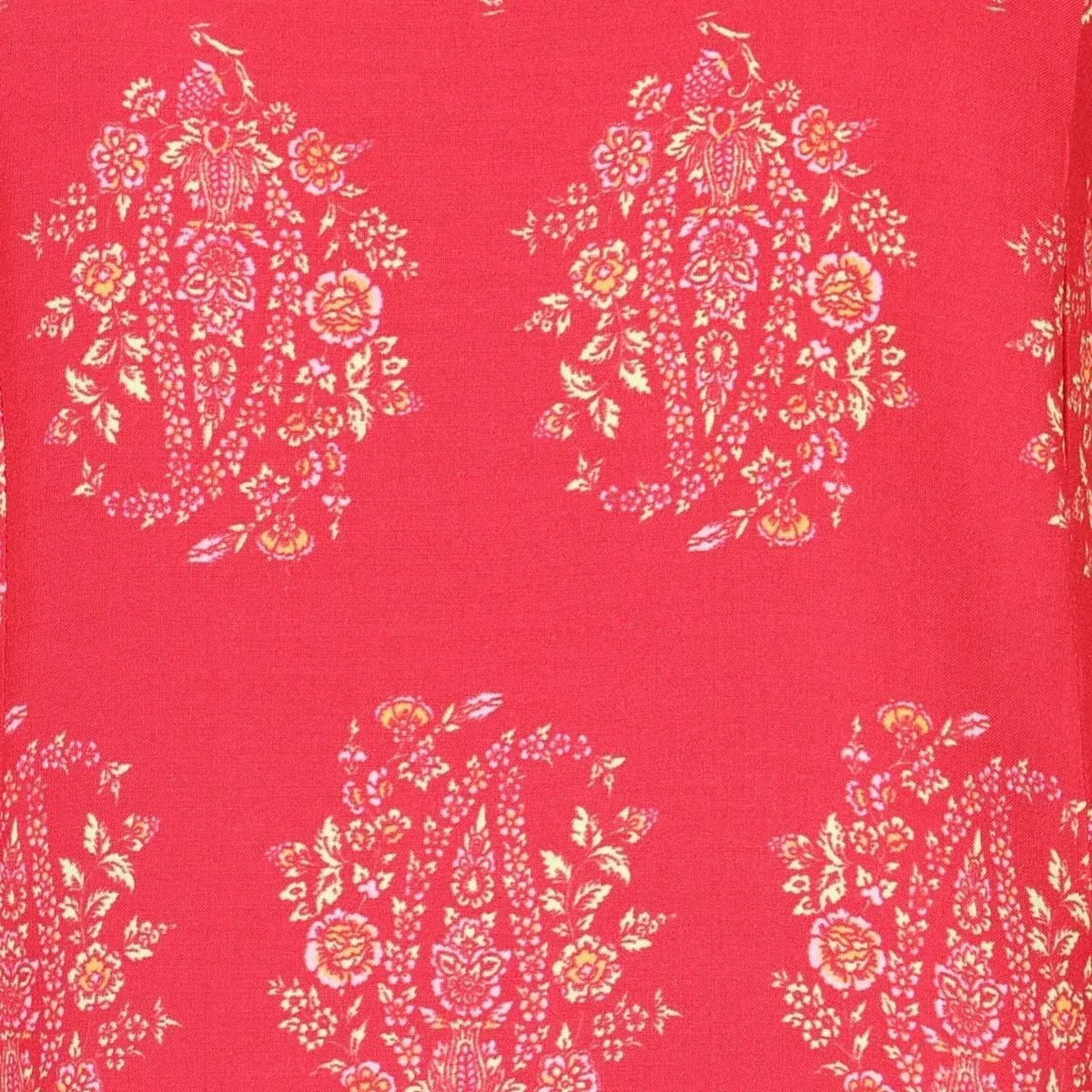 Red Floral Printed Flared Kurta with Pants Set, photo 3 of 4