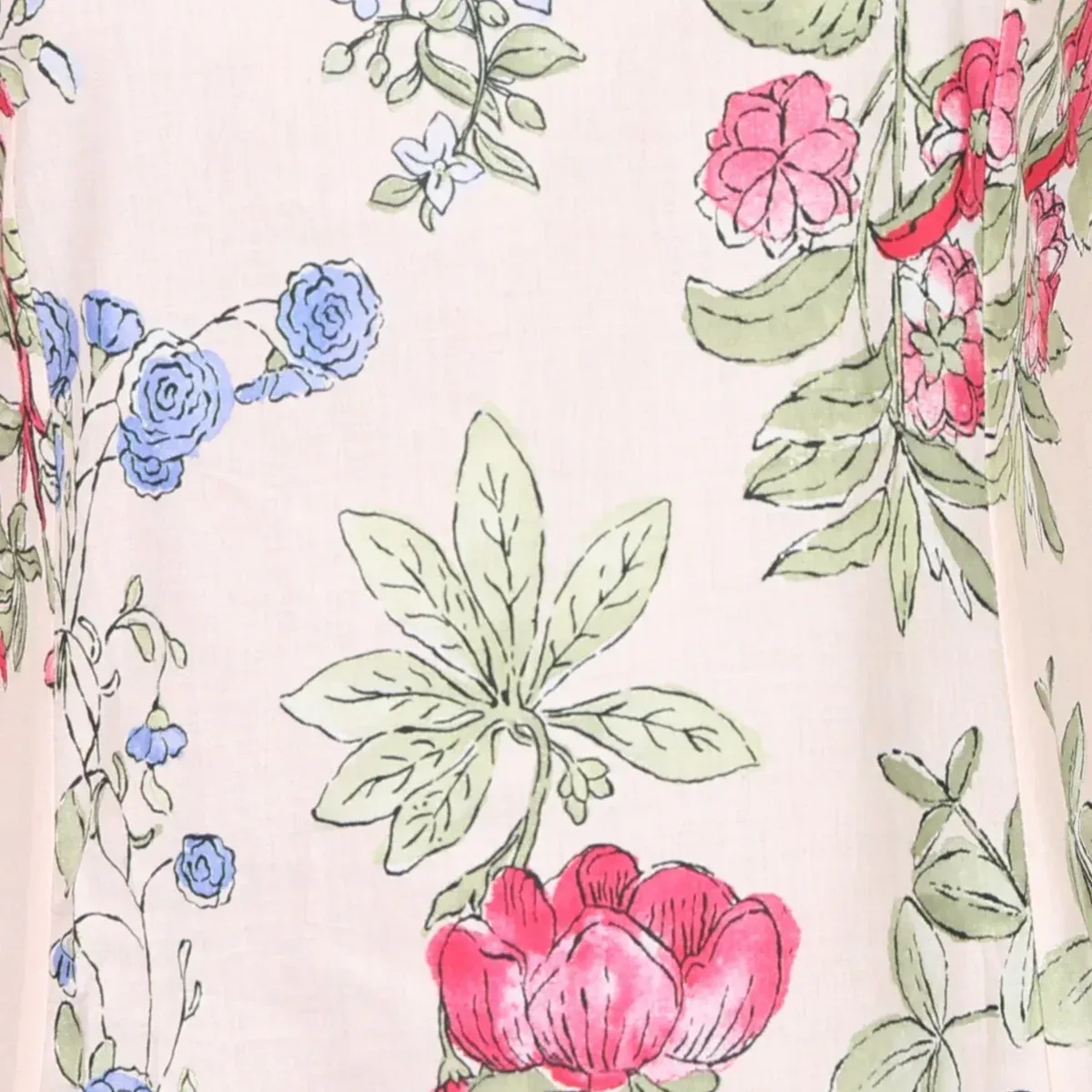 Peach Floral Printed Pure Cotton A-line Kurta with Pants Co-ord Set, photo 3 of 4