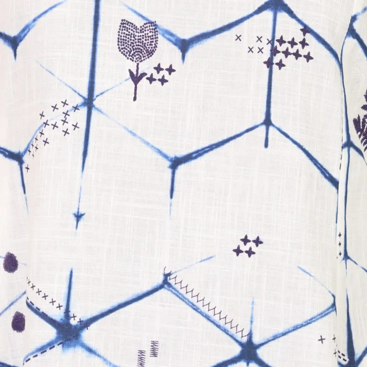Off White Geometric Printed Pure Cotton Straight Kurta With Pants and Dupatta Set, photo 3 of 4