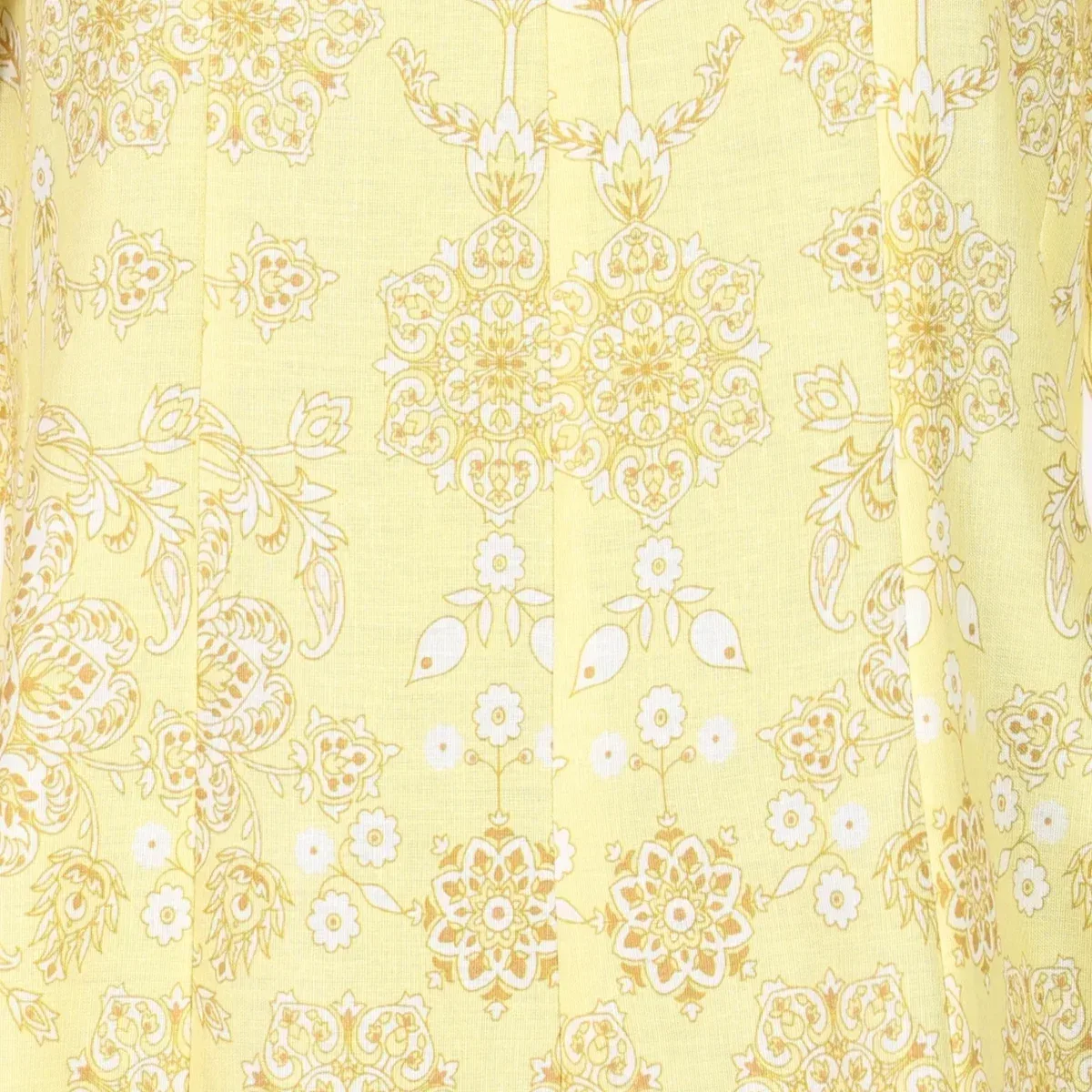 Light Yellow Floral Printed Pure Cotton Straight Kurta With Pants and Dupatta Set, photo 3 of 4