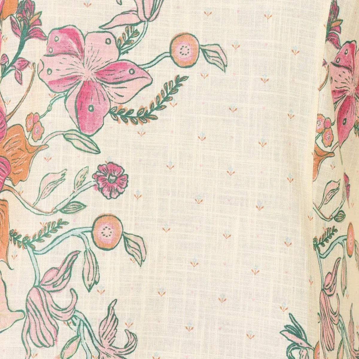 Beige Floral Printed Pure Cotton A-line Kurta with Pants Co-ord Set, photo 3 of 4