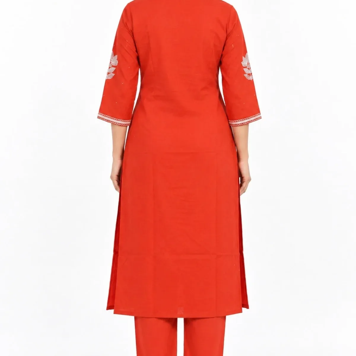 Women's Prints Cotton Blend Kurta Set with Mandarin Collar and 3/4 Sleeve - Below Knee | Everyday Ethnic Wear , photo 3 of 4