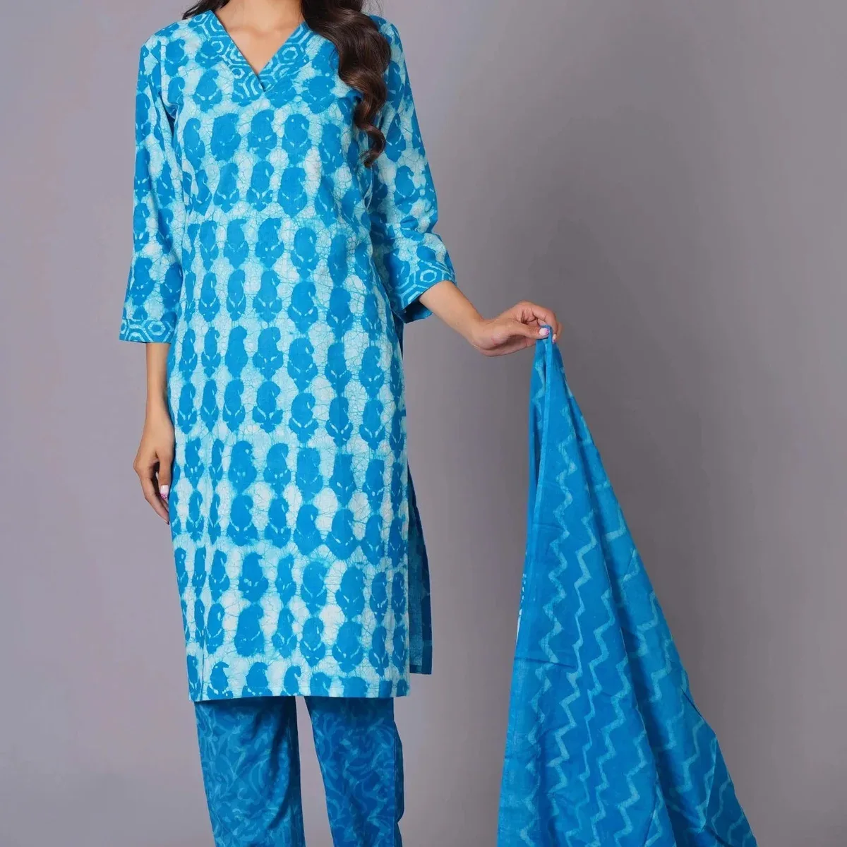 Azure Tie-Dye Pure Cotton Suit Set, photo 3 of 4