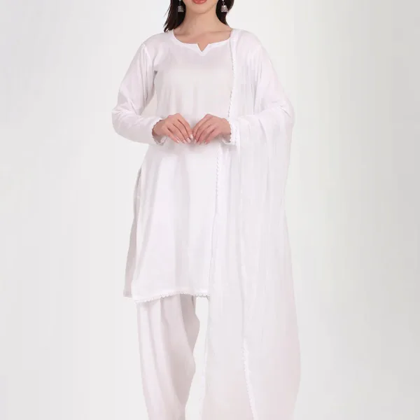 White Rayon Salwar Suit Set