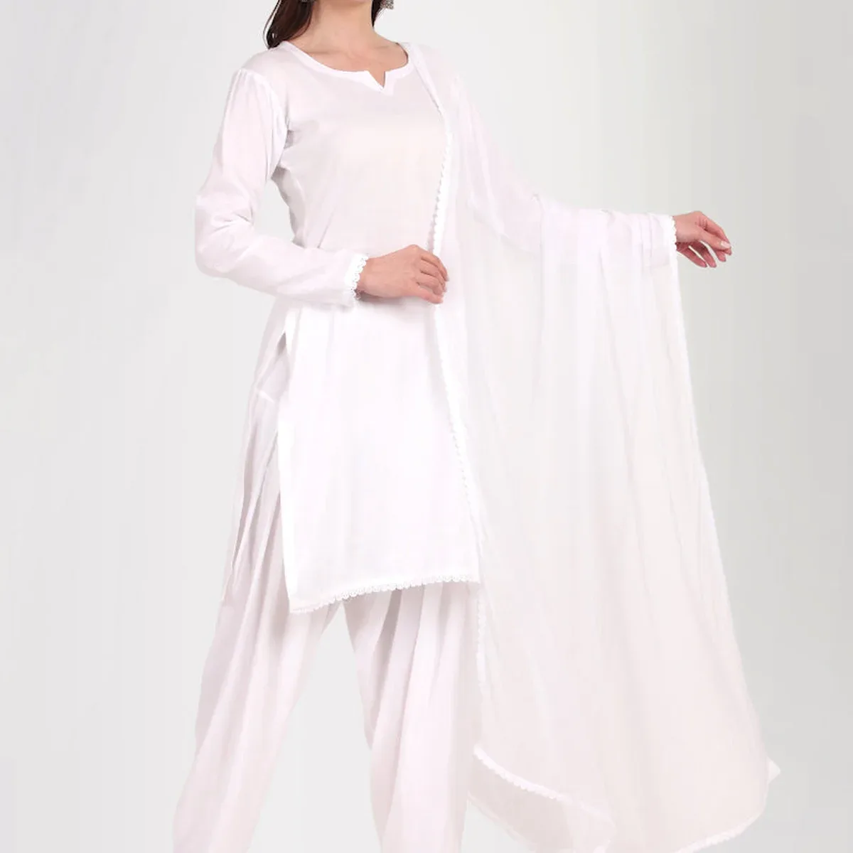 White Rayon Salwar Suit Set, photo 2 of 4