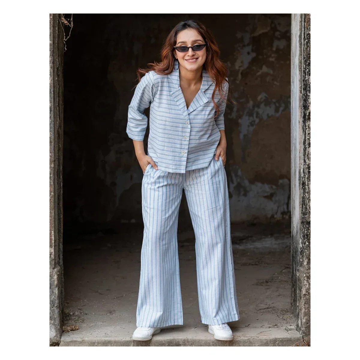Premium Light Blue Striped Co-ord Set, photo 2 of 4
