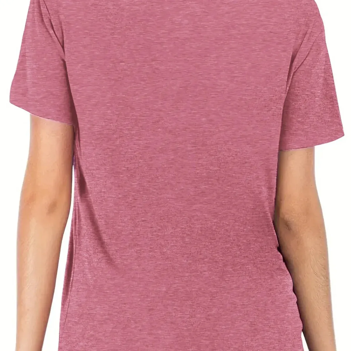 Women's Letter Print Round Neck Tee, Casual Chic Fitted Short Sleeve Crew Neck T-shirt for Summer, Fashion Wom, photo 3 of 4