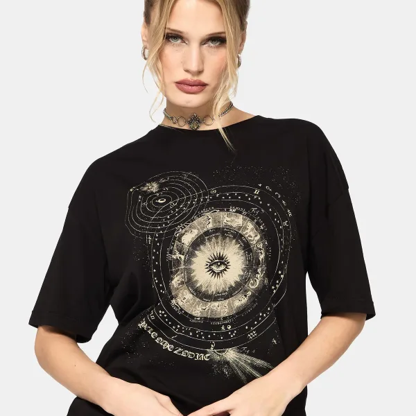 Elise Zodiac Celestial Print Oversized T-Shirt
